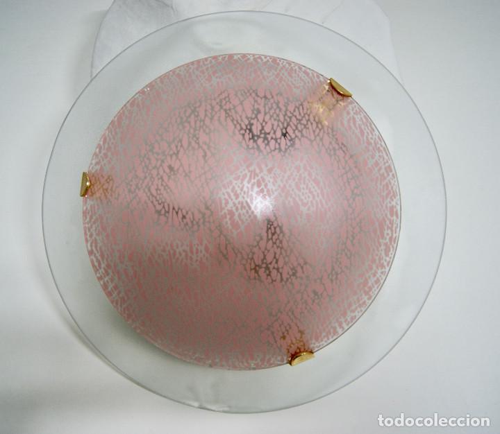 Vintage: Aplique/plaf&oacute;n en cristal rosa y blanco - Foto 1