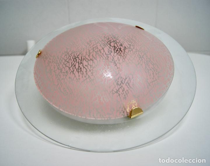 Vintage: Aplique/plaf&oacute;n en cristal rosa y blanco - Foto 2