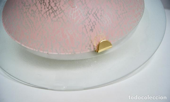 Vintage: Aplique/plaf&oacute;n en cristal rosa y blanco - Foto 3