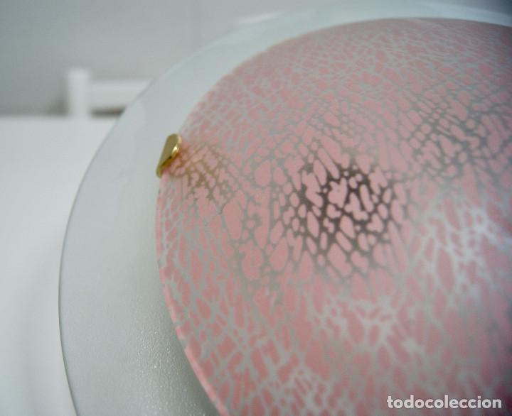 Vintage: Aplique/plaf&oacute;n en cristal rosa y blanco - Foto 4