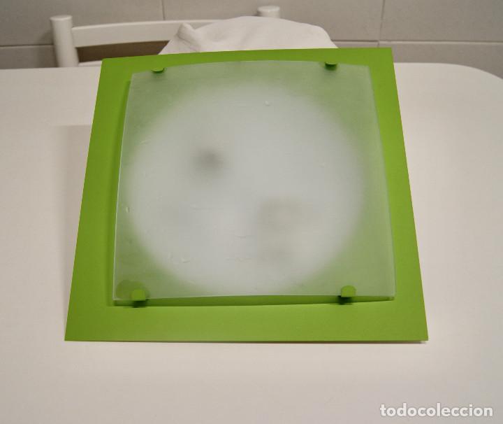 Vintage: Aplique/plaf&oacute;n en verde y cristal - Foto 1