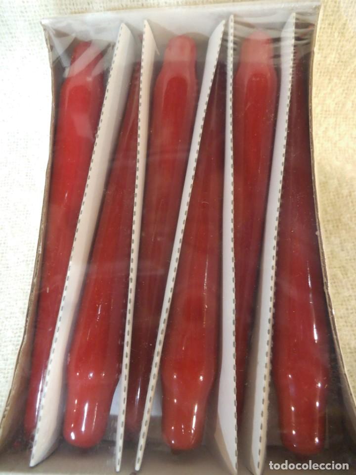 Vintage: VELAS ROJAS LISAS ( 6 ) brillo - Foto 1