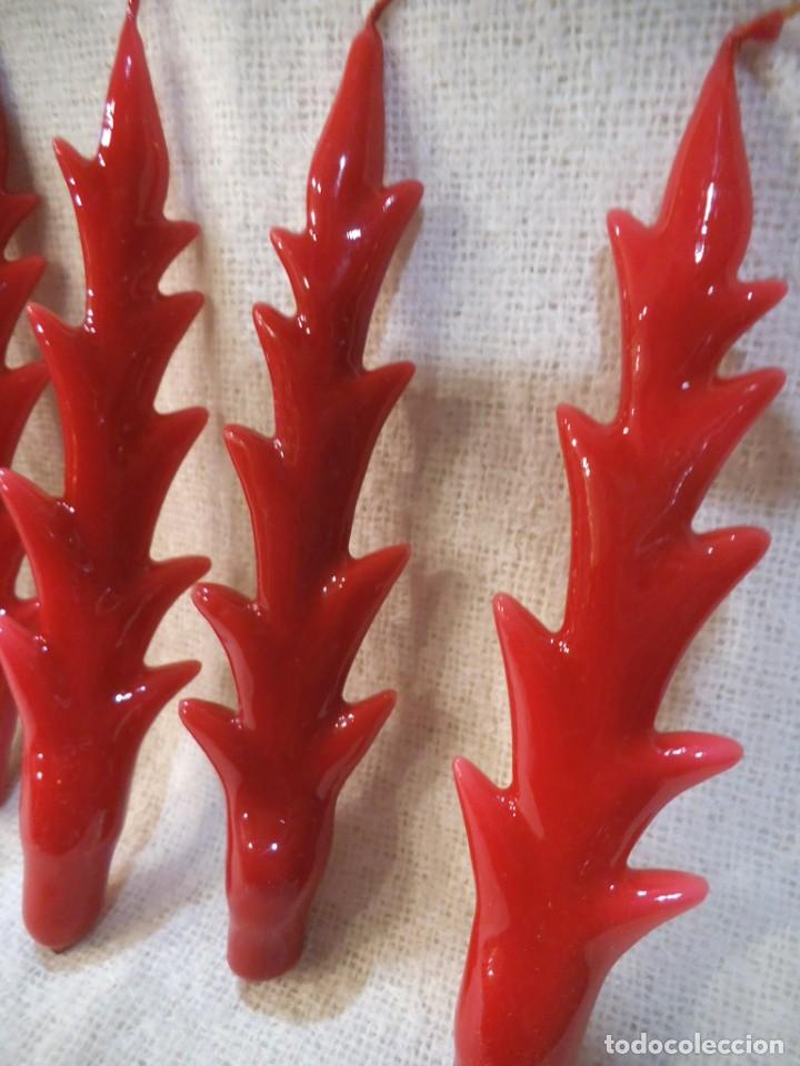 Vintage: VELAS ESPIGA ROJAS ( 6 ) brillo - Foto 1