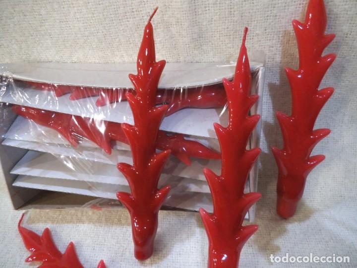 Vintage: VELAS ESPIGA ROJAS ( 6 ) brillo - Foto 2