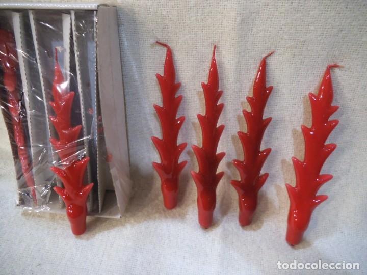 Vintage: VELAS ESPIGA ROJAS ( 6 ) brillo - Foto 3