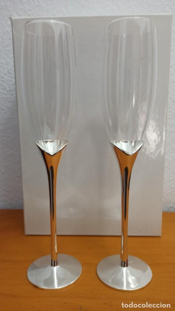 Vintage: COPAS BODAS CRISTAL LISA. NUEVO - Foto 1