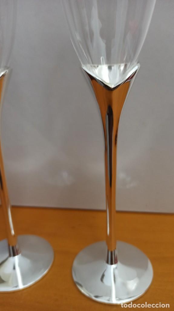Vintage: COPAS BODAS CRISTAL LISA. NUEVO - Foto 2