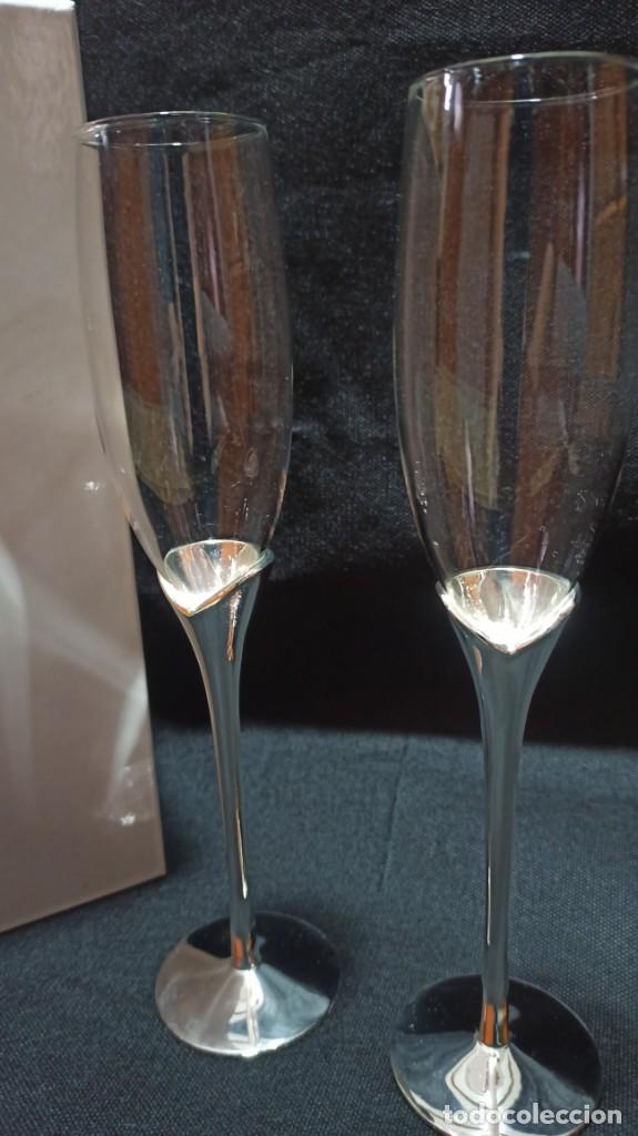Vintage: COPAS BODAS CRISTAL LISA. NUEVO - Foto 4