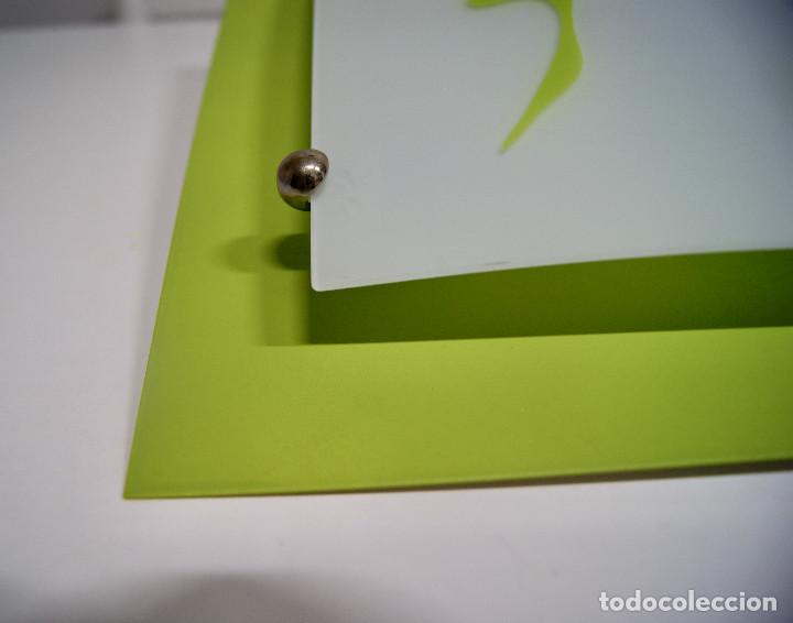 Vintage: Aplique/plaf&oacute;n verde y cristal - Foto 3