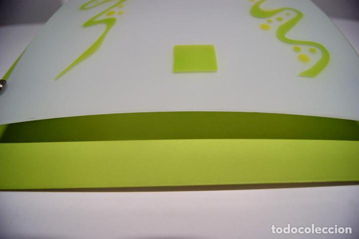 Vintage: Aplique/plaf&oacute;n verde y cristal - Foto 4