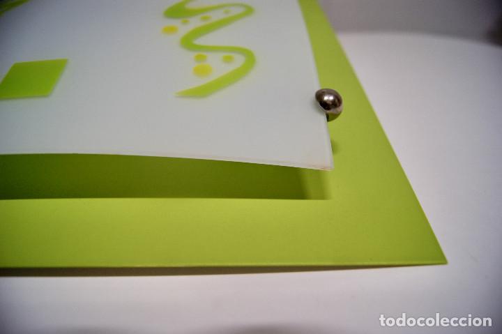 Vintage: Aplique/plaf&oacute;n verde y cristal - Foto 5