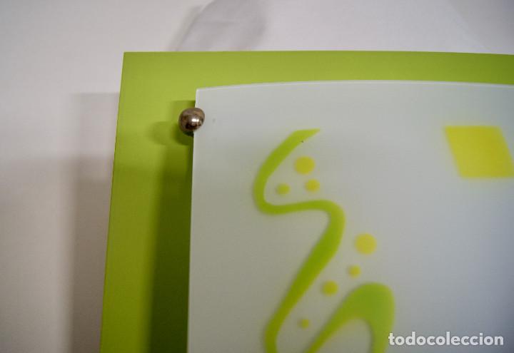 Vintage: Aplique/plaf&oacute;n verde y cristal - Foto 6