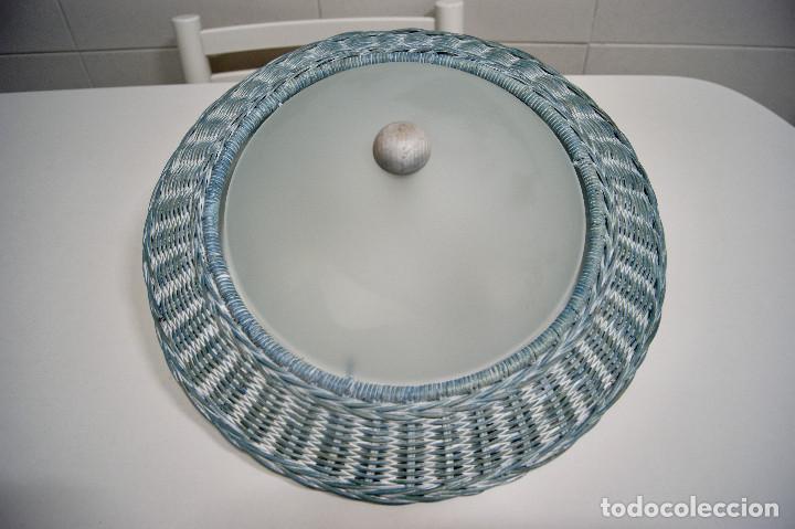 Vintage: Aplique/plaf&oacute;n en azul y cristal - Foto 1