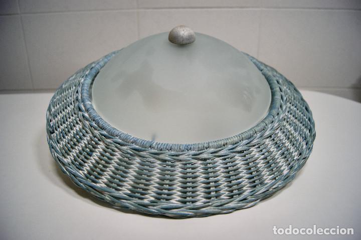 Vintage: Aplique/plaf&oacute;n en azul y cristal - Foto 2