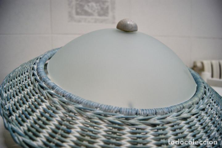 Vintage: Aplique/plaf&oacute;n en azul y cristal - Foto 6