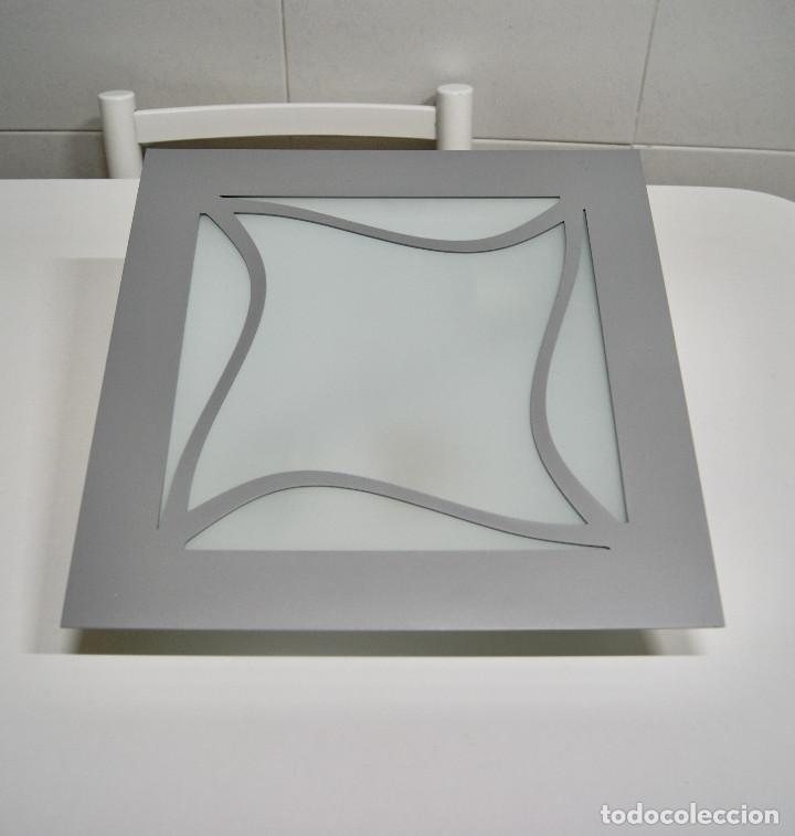 Vintage: Aplique/plaf&oacute;n gris cuadrado - Foto 1