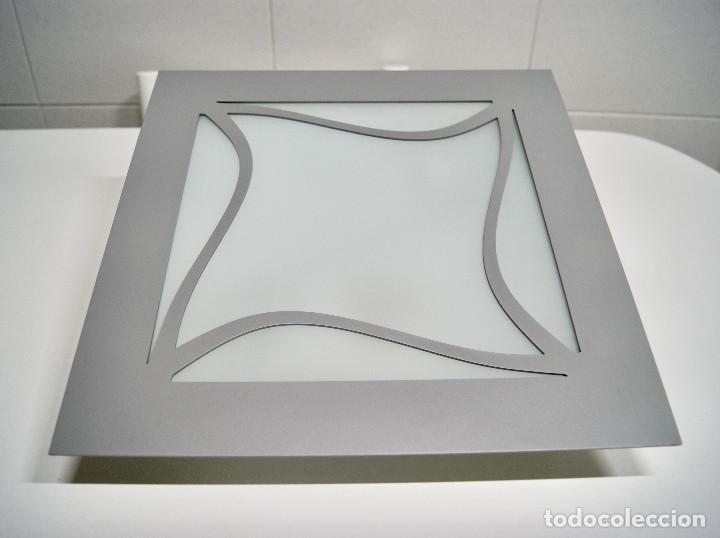 Vintage: Aplique/plaf&oacute;n gris cuadrado - Foto 2