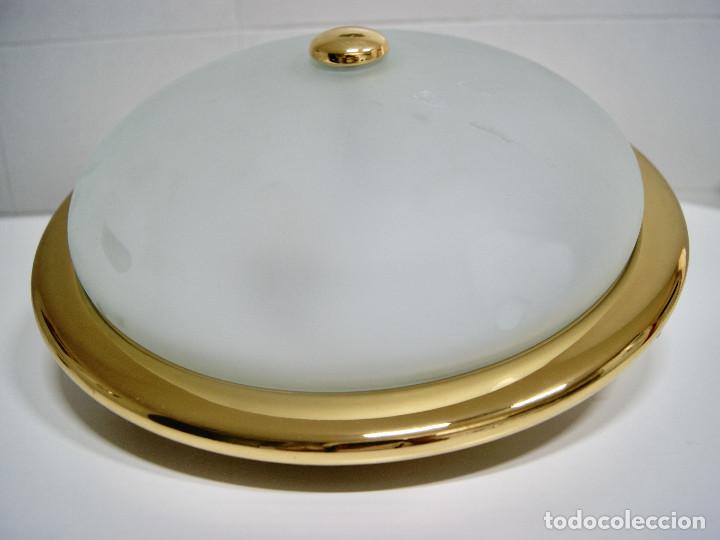 Vintage: Aplique/plaf&oacute;n dorado y cristal - Foto 2