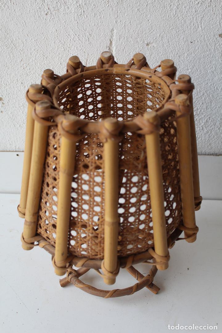 Vintage: lampara de mesilla de bamb&uacute;-mimbre - Foto 4
