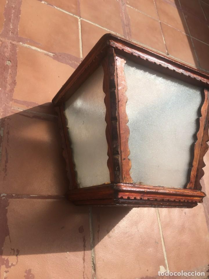 Vintage: LAMPARA ANTIGUA EN MADERA Y CRISTAL - Foto 2