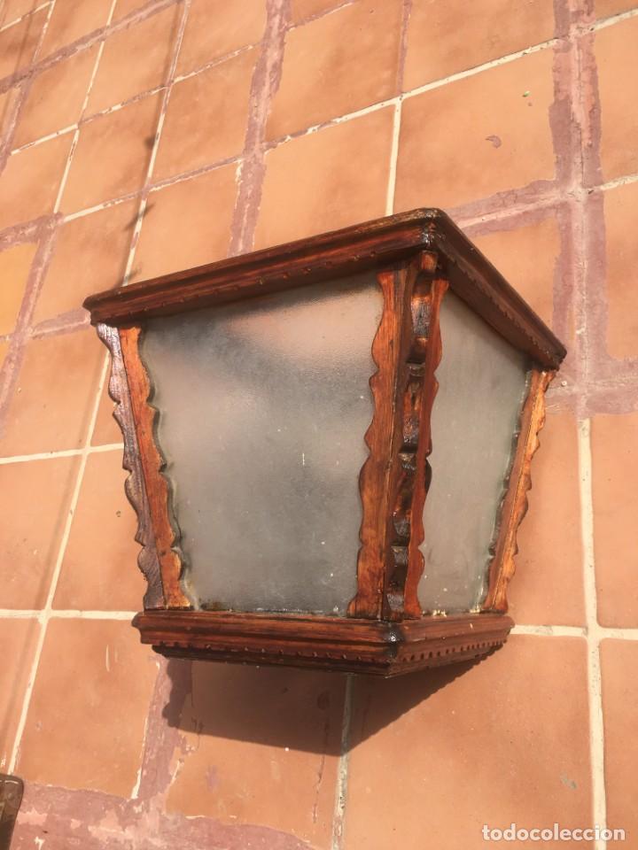 Vintage: LAMPARA ANTIGUA EN MADERA Y CRISTAL - Foto 3