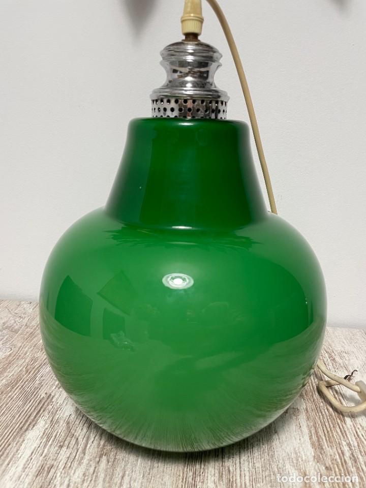 Vintage: LAMPARA TECHO OPALINA VERDE - Foto 1