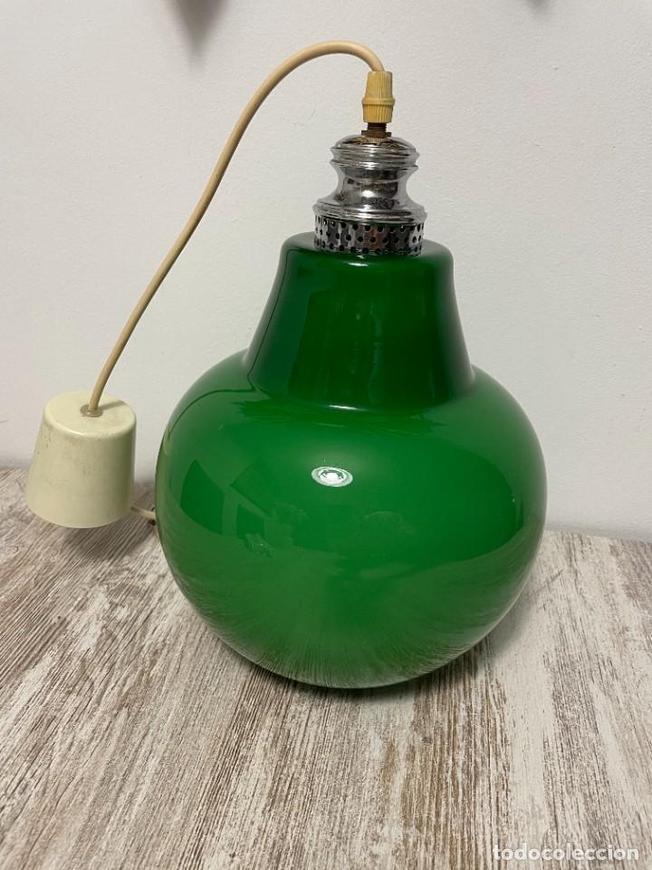 Vintage: LAMPARA TECHO OPALINA VERDE - Foto 3