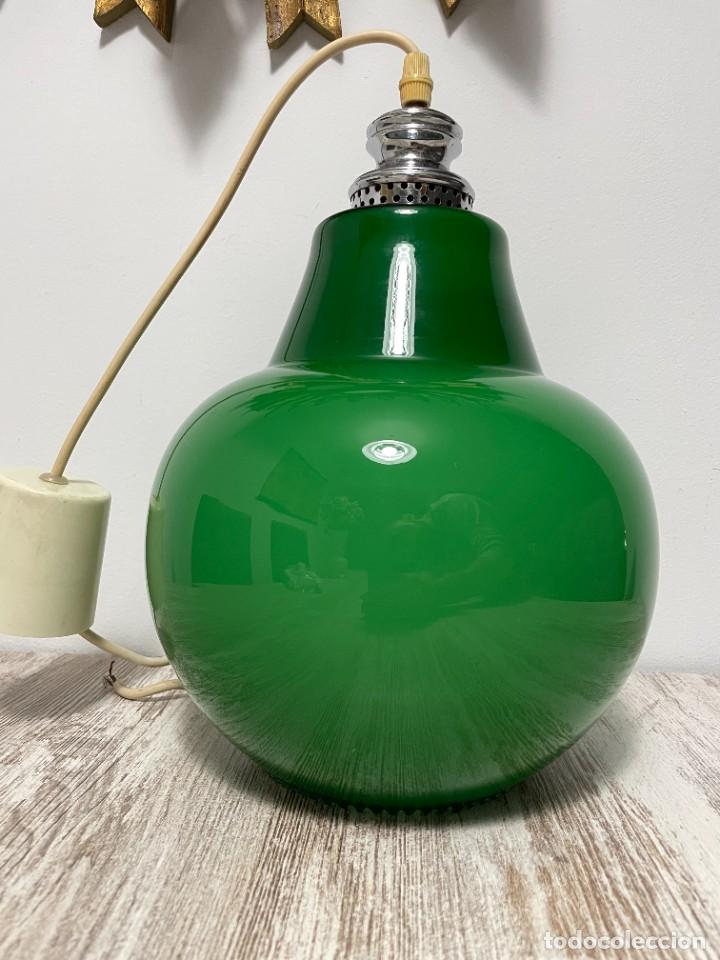 Vintage: LAMPARA TECHO OPALINA VERDE - Foto 4