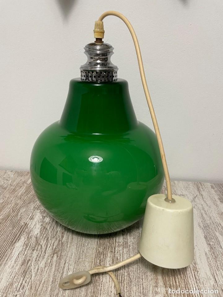 Vintage: LAMPARA TECHO OPALINA VERDE - Foto 5