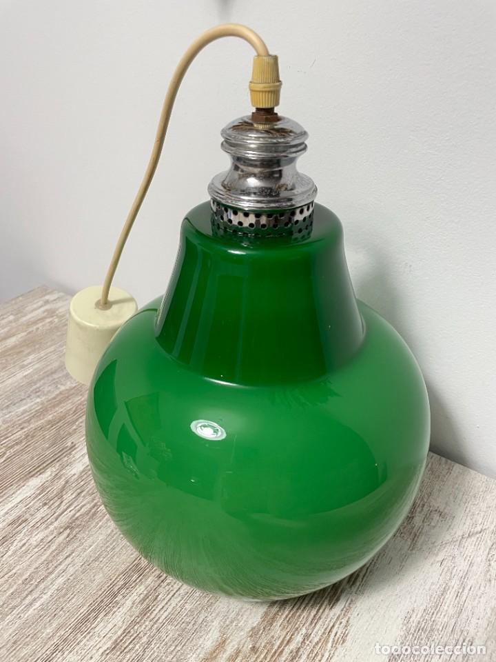 Vintage: LAMPARA TECHO OPALINA VERDE - Foto 6