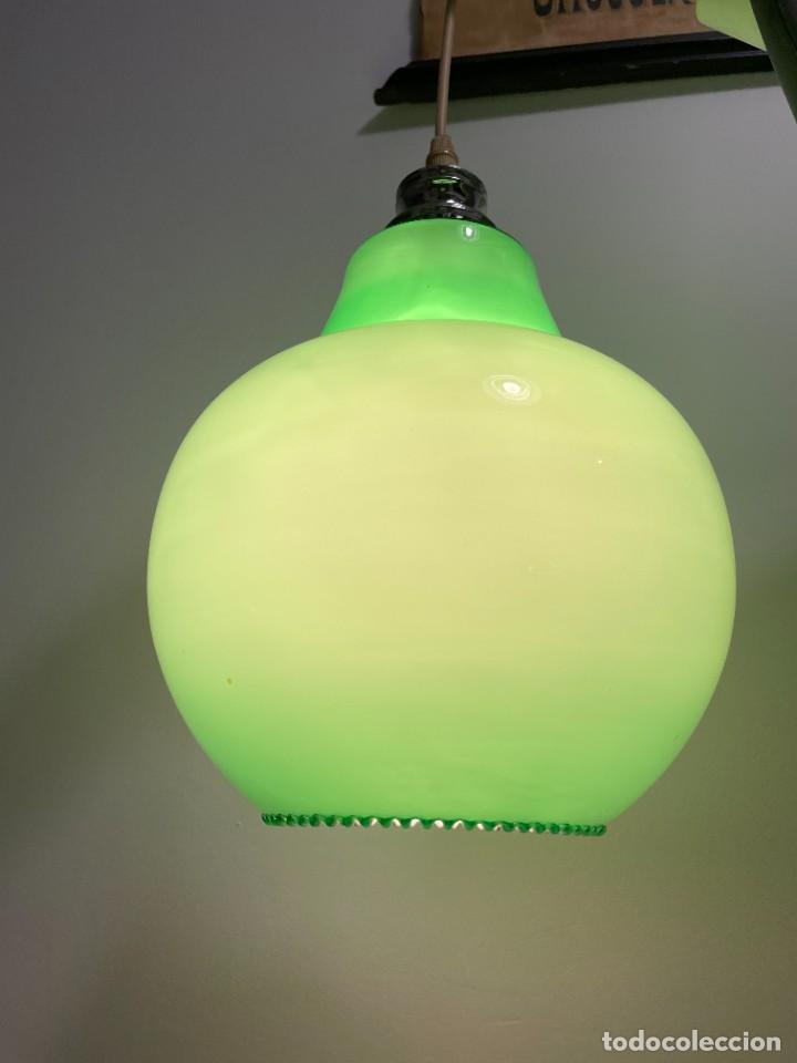Vintage: LAMPARA TECHO OPALINA VERDE - Foto 15