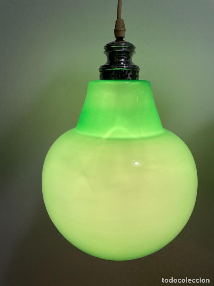 Vintage: LAMPARA TECHO OPALINA VERDE - Foto 16