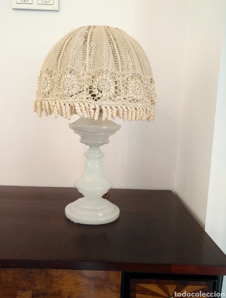 Vintage: Lmpara-Mesa.Cristal-blanco - Foto 3
