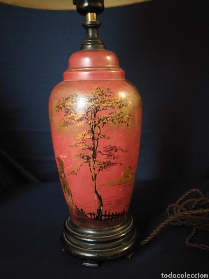Vintage: L&aacute;mpara chinoiserie lacada - Foto 2