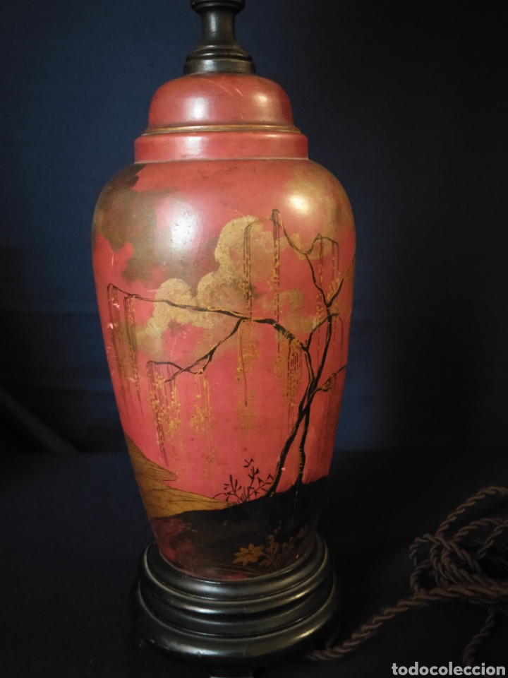 Vintage: L&aacute;mpara chinoiserie lacada - Foto 3