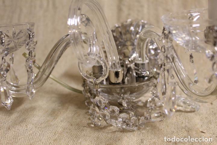 Vintage: aplique de pared de cristal dos luces - Foto 4