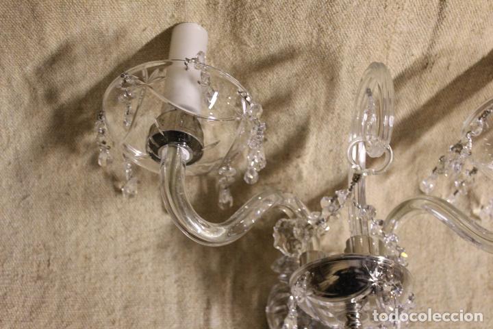 Vintage: aplique de pared de cristal dos luces - Foto 8
