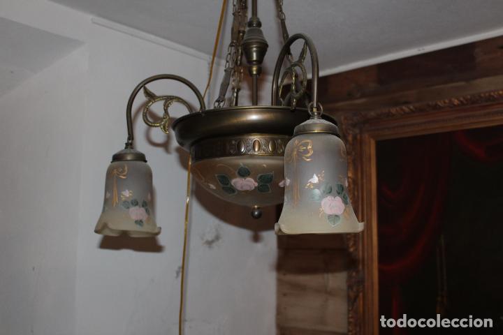 Vintage: lampara de techo con tulipas policromadas - Foto 3