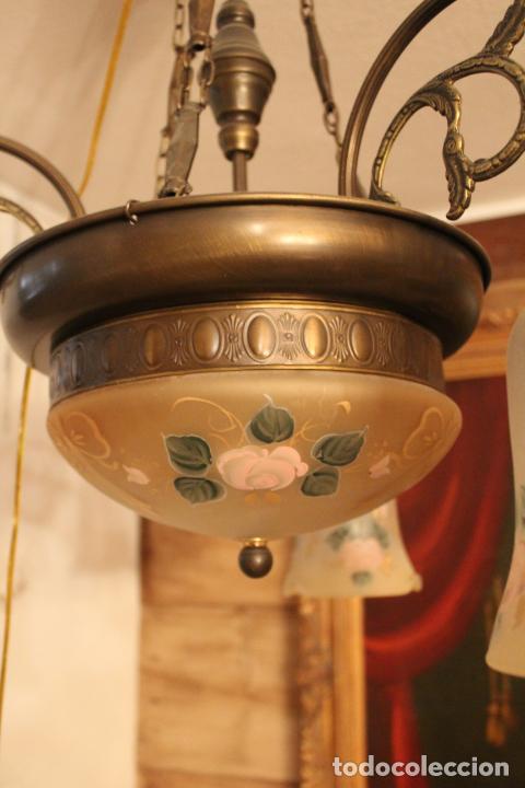 Vintage: lampara de techo con tulipas policromadas - Foto 4