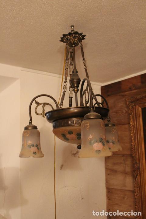 Vintage: lampara de techo con tulipas policromadas - Foto 7