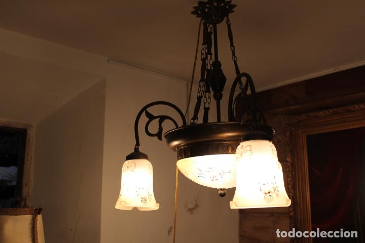 Vintage: lampara de techo con tulipas policromadas - Foto 9