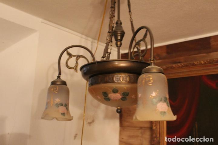 Vintage: lampara de techo con tulipas policromadas - Foto 1