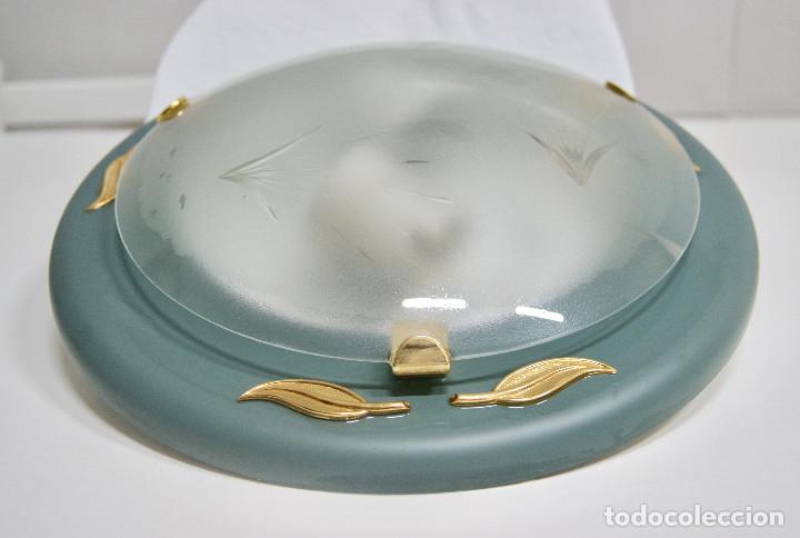 Vintage: Aplique/plaf&oacute;n verde y dorado - Foto 2