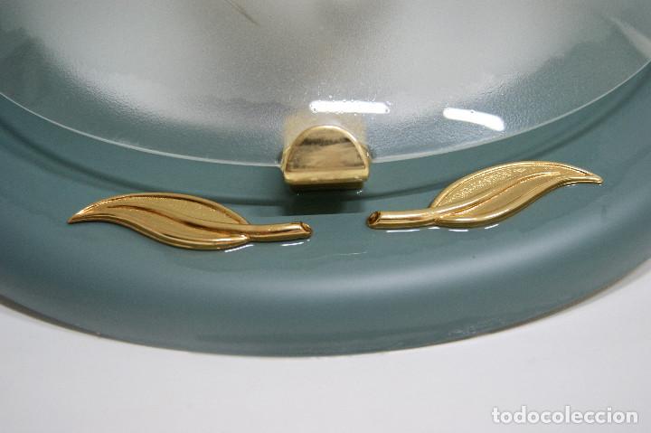 Vintage: Aplique/plaf&oacute;n verde y dorado - Foto 3