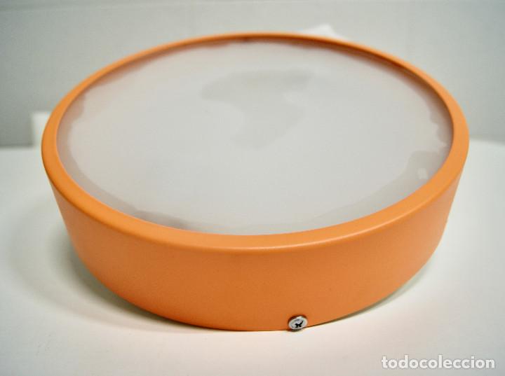 Vintage: Aplique/plaf&oacute;n naranja y cristal - Foto 2