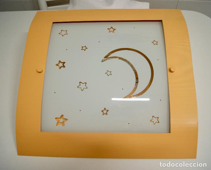 Vintage: Aplique/plaf&oacute;n anaranjado con luna y estrellas - Foto 1