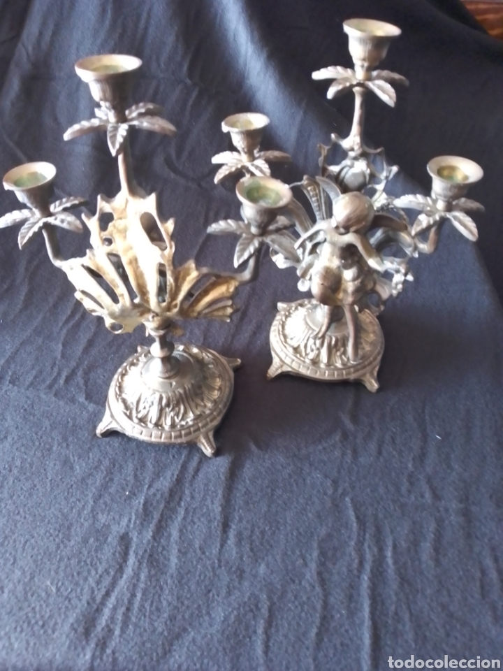 Vintage: Pareja de candelabros bronce - Foto 4