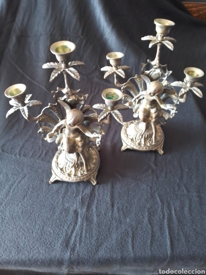 Vintage: Pareja de candelabros bronce - Foto 1