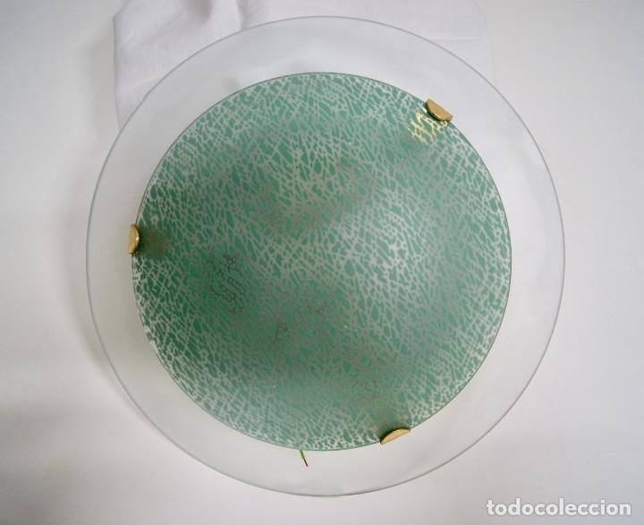 Vintage: Aplique/plaf&oacute;n cristal verde y blanco - Foto 1
