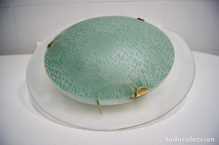 Vintage: Aplique/plaf&oacute;n cristal verde y blanco - Foto 2